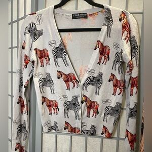 Star Shop London - grey button up sweater with zebras - small